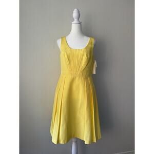 Shoshanna Party Dress Yellow‎ with Pleats and Hidden Pockets Size 6 NWT $295